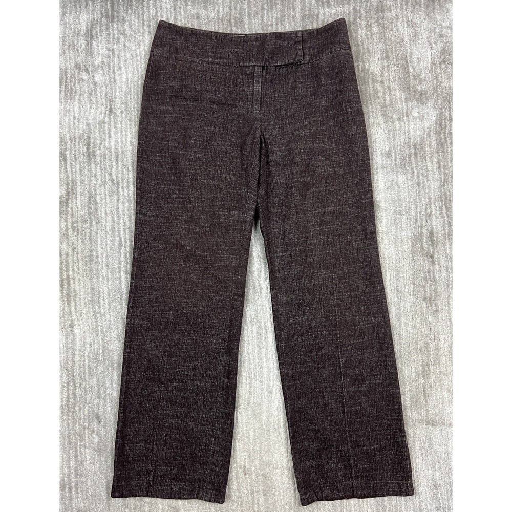 I.N. Studio Dress Pants Womens 6 Brown Textured Straight Leg Mid Rise Business